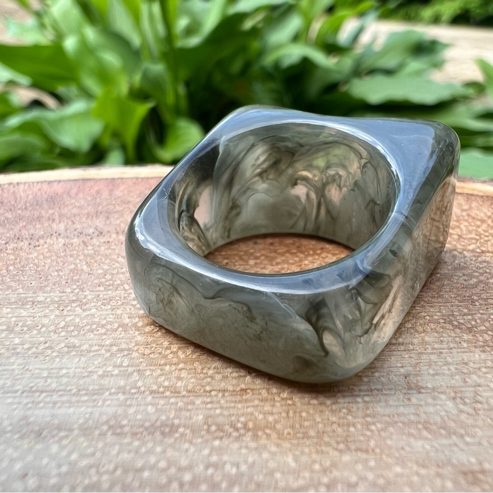 Lucite Chunky Green Ring